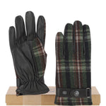 Fenland Leather & Tweed Gloves Dk Brown/Green: FEN-1015