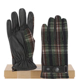 Fenland Leather & Tweed Gloves Dk Brown/Green: FEN-1015