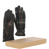 Fenland Leather & Tweed Gloves Dk Brown/Green: FEN-1015