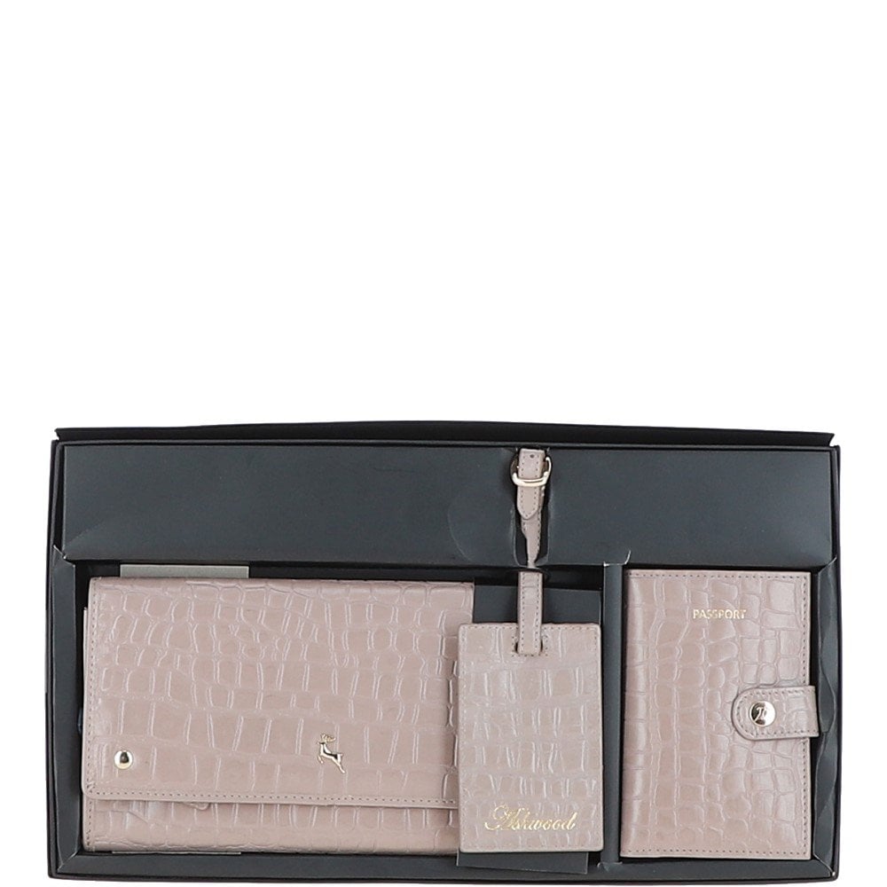 Ashwood Woman's Gift TRAVEL SET Mushroom Croc