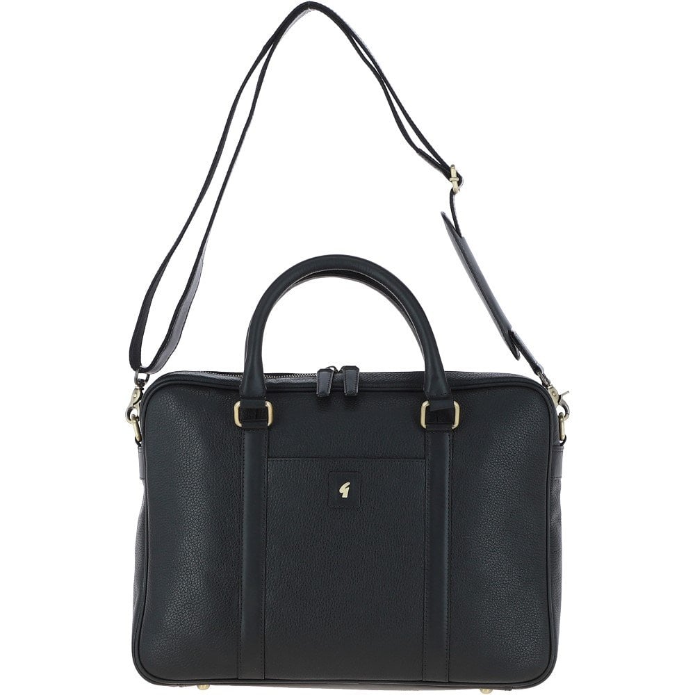 Leather Laptop Messenger Bag Black GB JOE