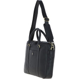 Mens Leather Laptop Messenger Bag Black: GB JOE