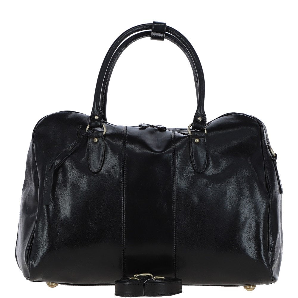 Medium Weekend Leather Holdall Black: Harry