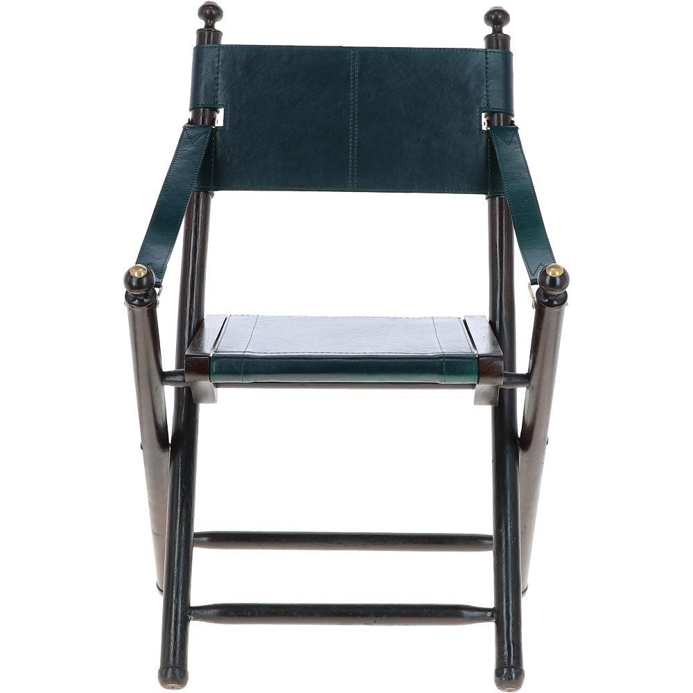 Vintage Folding Leather Chair Green: VIN CHAIR