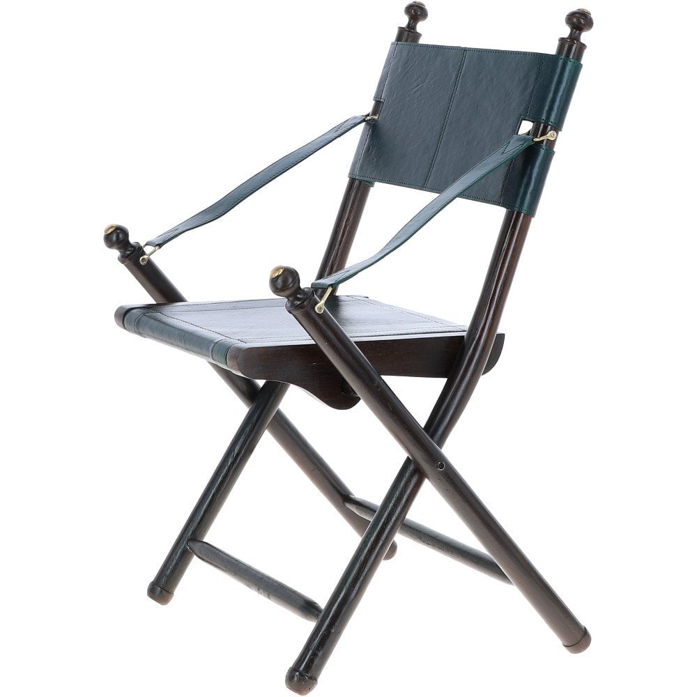 Vintage Folding Leather Chair Green: VIN CHAIR