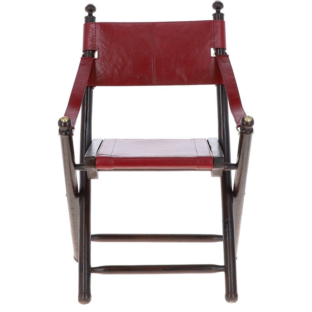 Vintage Folding Leather Chair Red: VIN CHAIR