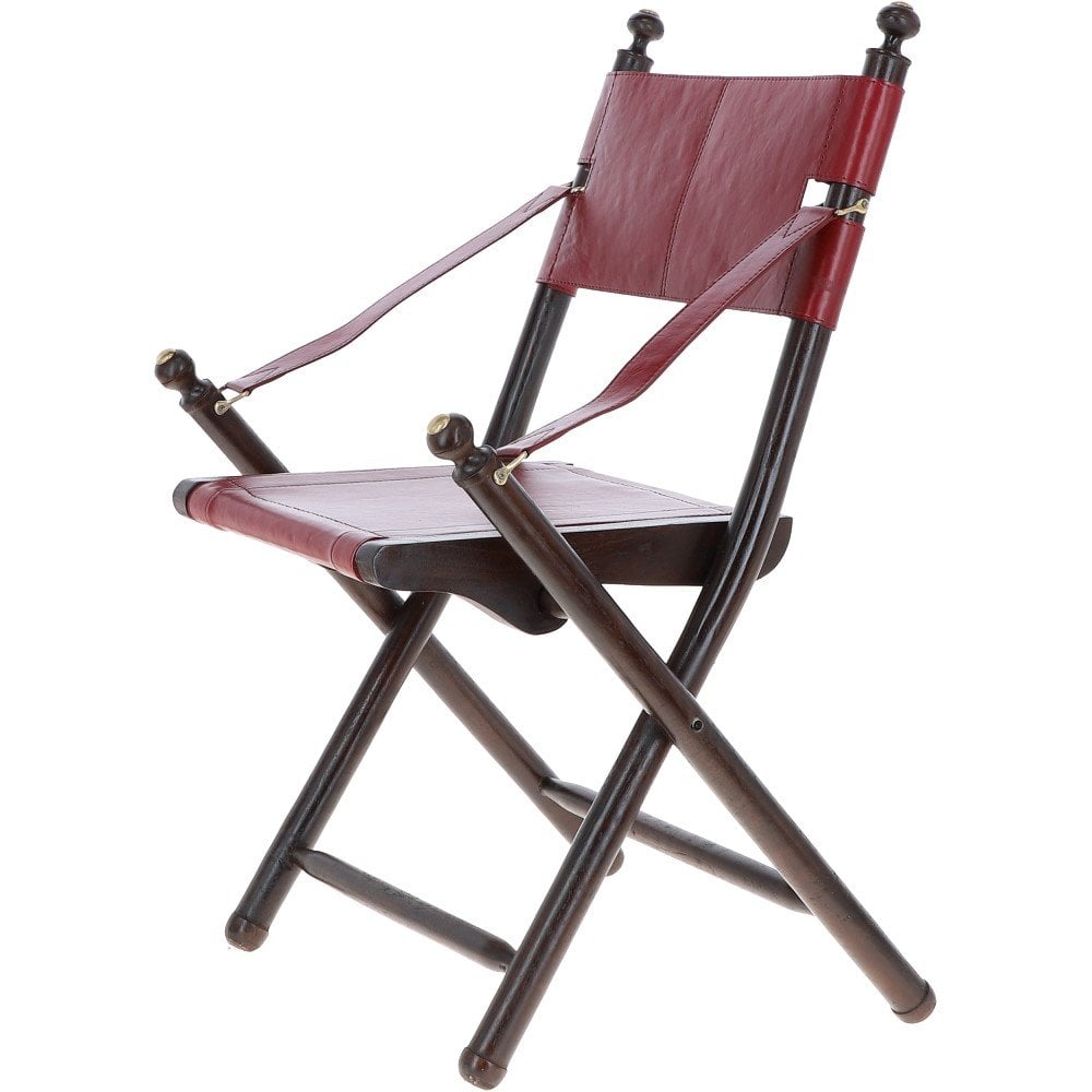Vintage Folding Leather Chair Red: VIN CHAIR