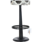 Ashwood Leather & Iron Barstool Brown/Cream/Grey M-21534