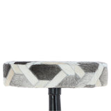 Ashwood Leather & Iron Barstool Brown/Cream/Grey M-21534