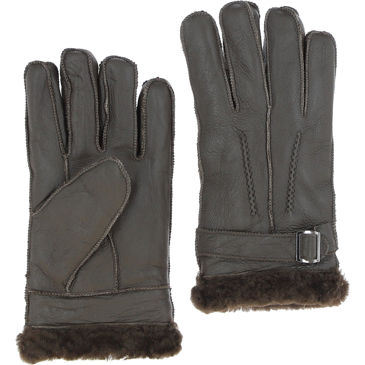 Leather Sheepskin Gloves Mocca Green DB 707