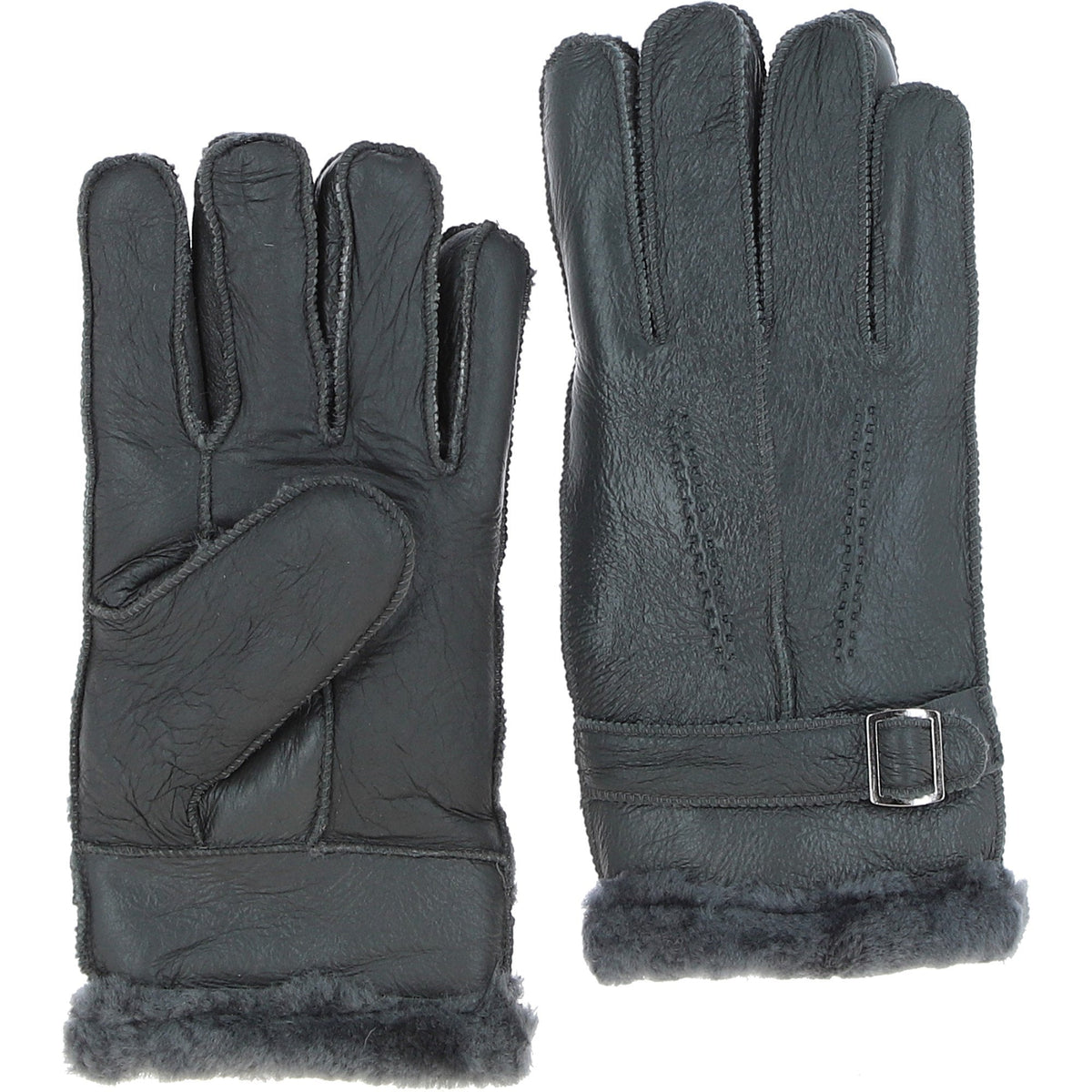Leather Sheepskin Gloves Grey DB 707