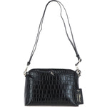 Women's Leather Shoulder Handbag Black/croc: 63787 Croc