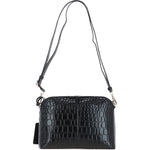 Women's Leather Shoulder Handbag Black/croc: 63787 Croc
