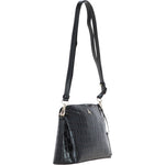 Women's Leather Shoulder Handbag Black/croc: 63787 Croc