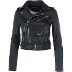 Ladies Leather Biker Jacket Black: Perfecto