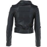 Ladies Leather Biker Jacket Black: Perfecto