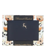 6 Card RFID Protected Zip Around Leather Purse Navy: S-5