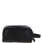 Ashwood Men’s Dual Zip Leather Washbag – Black: T-78