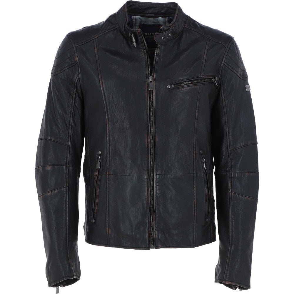 Trapper Leather Jacket Black : Largo