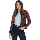 Leather Biker Jacket Burgundy: G 2131