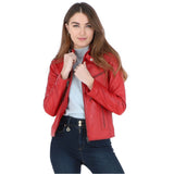 Leather Biker Jacket Red: G 2131