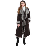 Long Length Toscana Suede Leather Coat Brown: KB 270