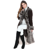 Long Length Toscana Suede Leather Coat Brown: KB 270