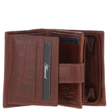 Medium Croc Print Leather Wallet Purse Cognac/croc: MC7