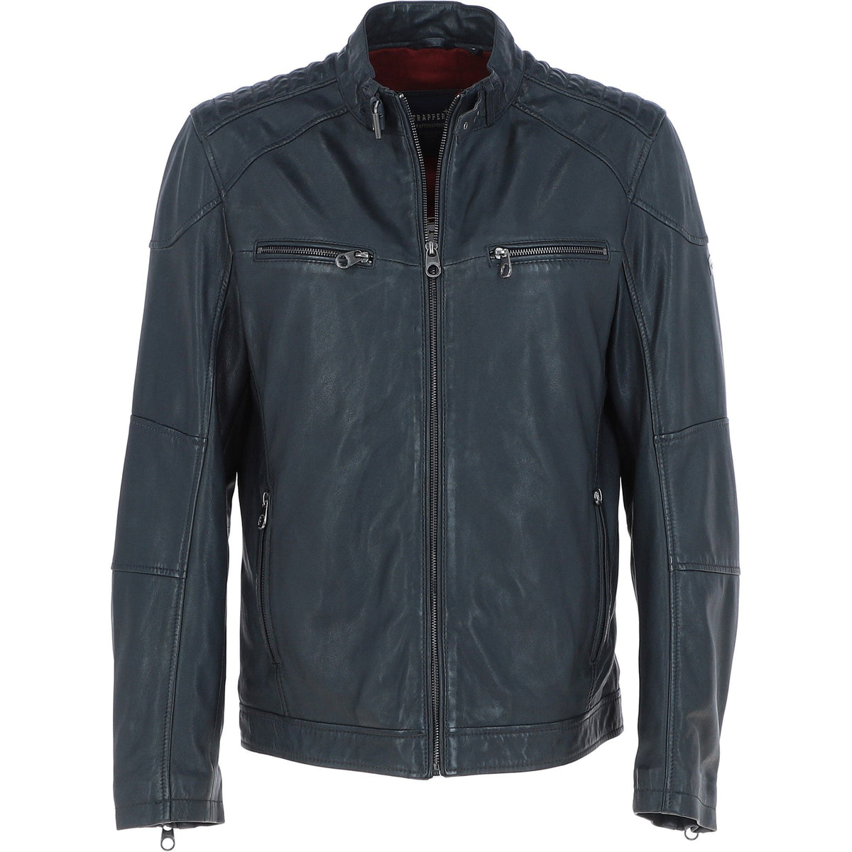 Leather Biker Jacket Midnight Navy Lent 2