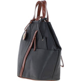 Convertible Leather Tote Backpack Black/tan: 62833