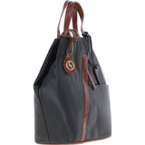 Convertible Leather Tote Backpack Black/tan: 62833