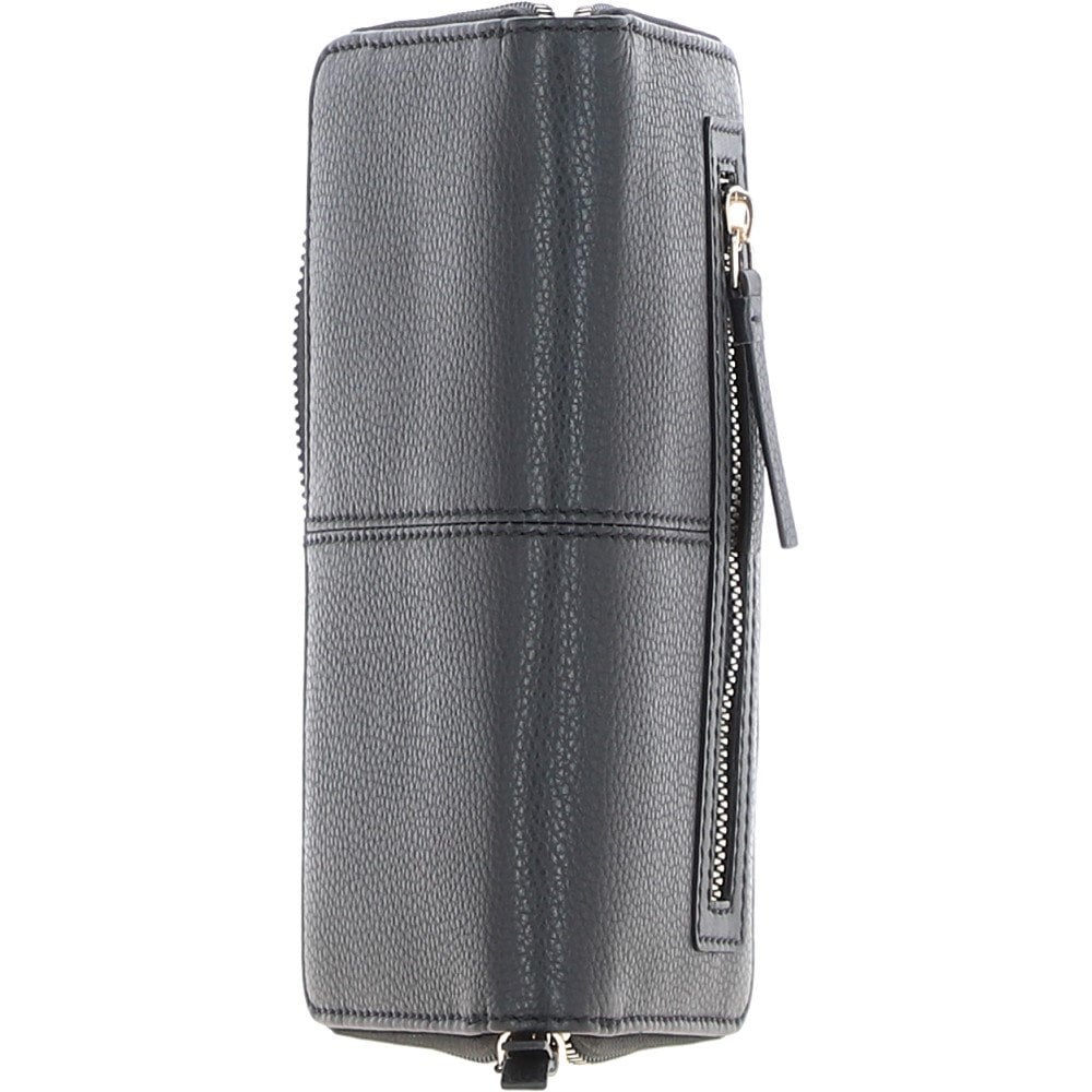 8 Card Zip Around RFID Protected Large Leather Purse Black: Z-70