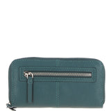 8 Card Zip Around RFID Protected Large Leather Purse Green: Z-70