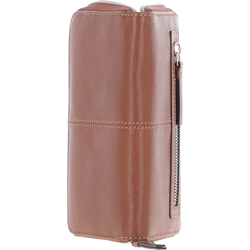 8 Card Zip Around RFID Protected Large Leather Purse Tan: Z-70