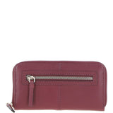 8 Card Zip Around RFID Protected Large Leather Purse Wine: Z-70