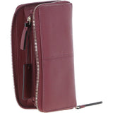 8 Card Zip Around RFID Protected Large Leather Purse Wine: Z-70