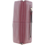 8 Card Zip Around RFID Protected Large Leather Purse Wine: Z-70