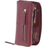 8 Card Zip Around RFID Protected Large Leather Purse Wine: Z-70