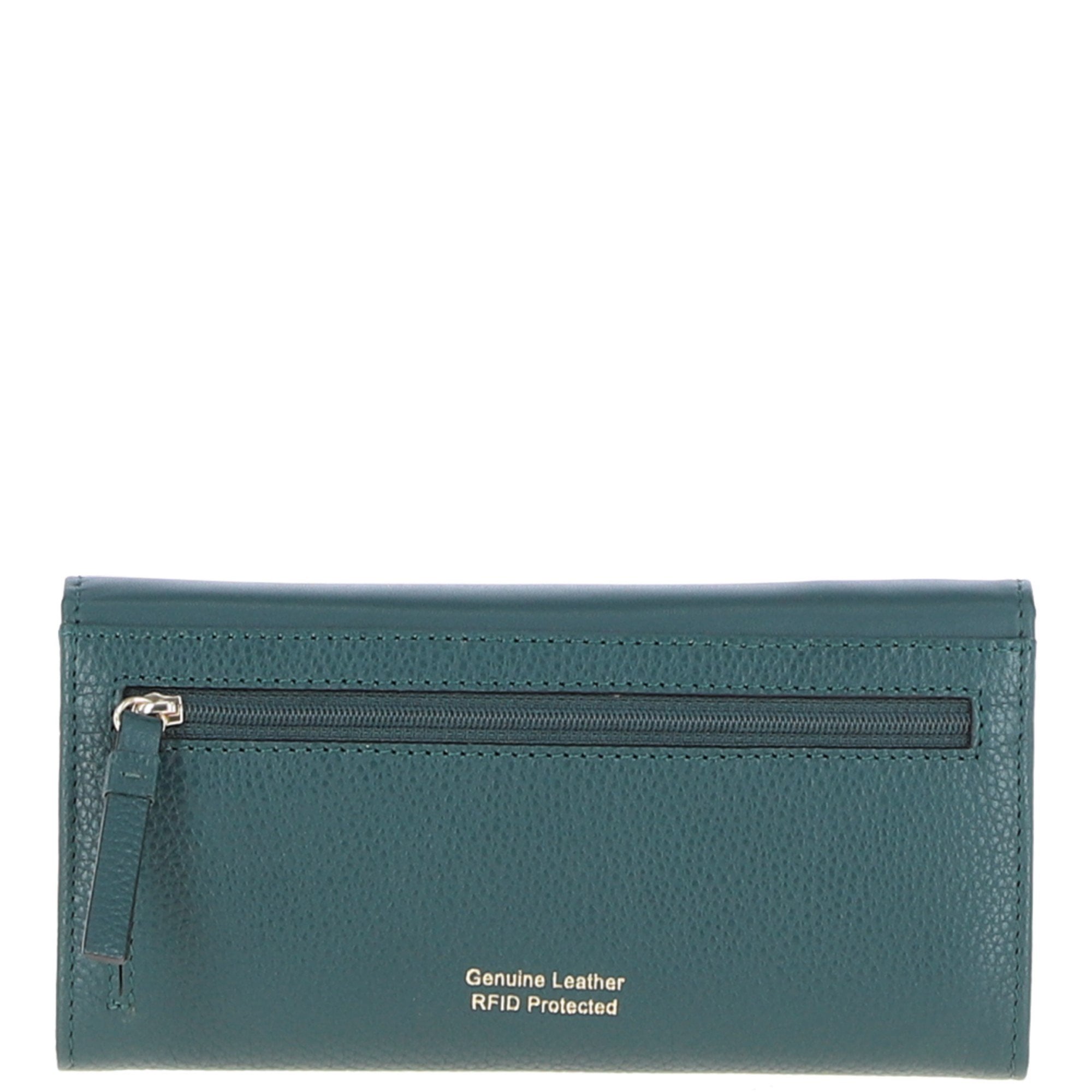 7 Card RFID Protected Large Leather Purse Green: Z-79