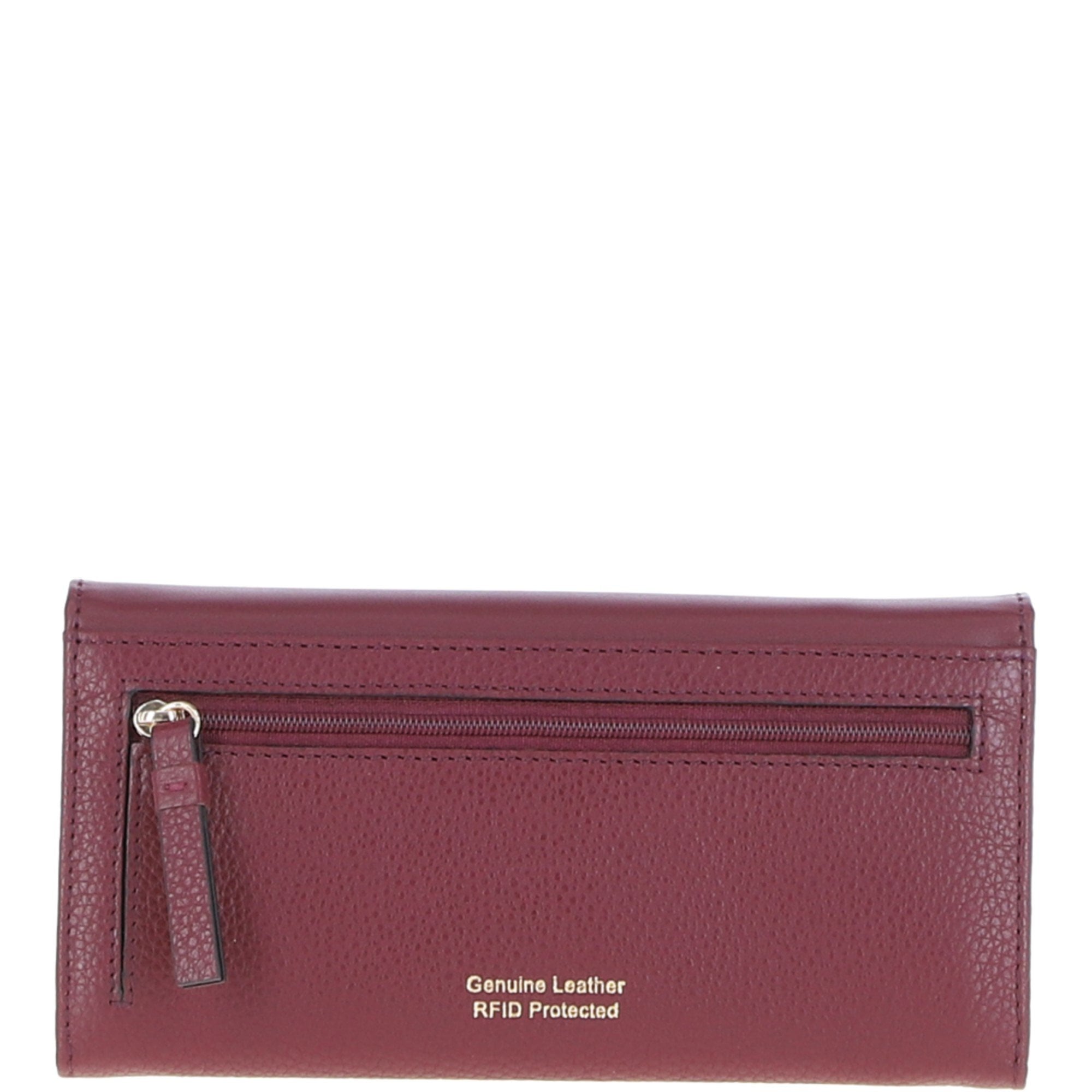 7 Card RFID Protected Large Leather Purse Wine: Z-79