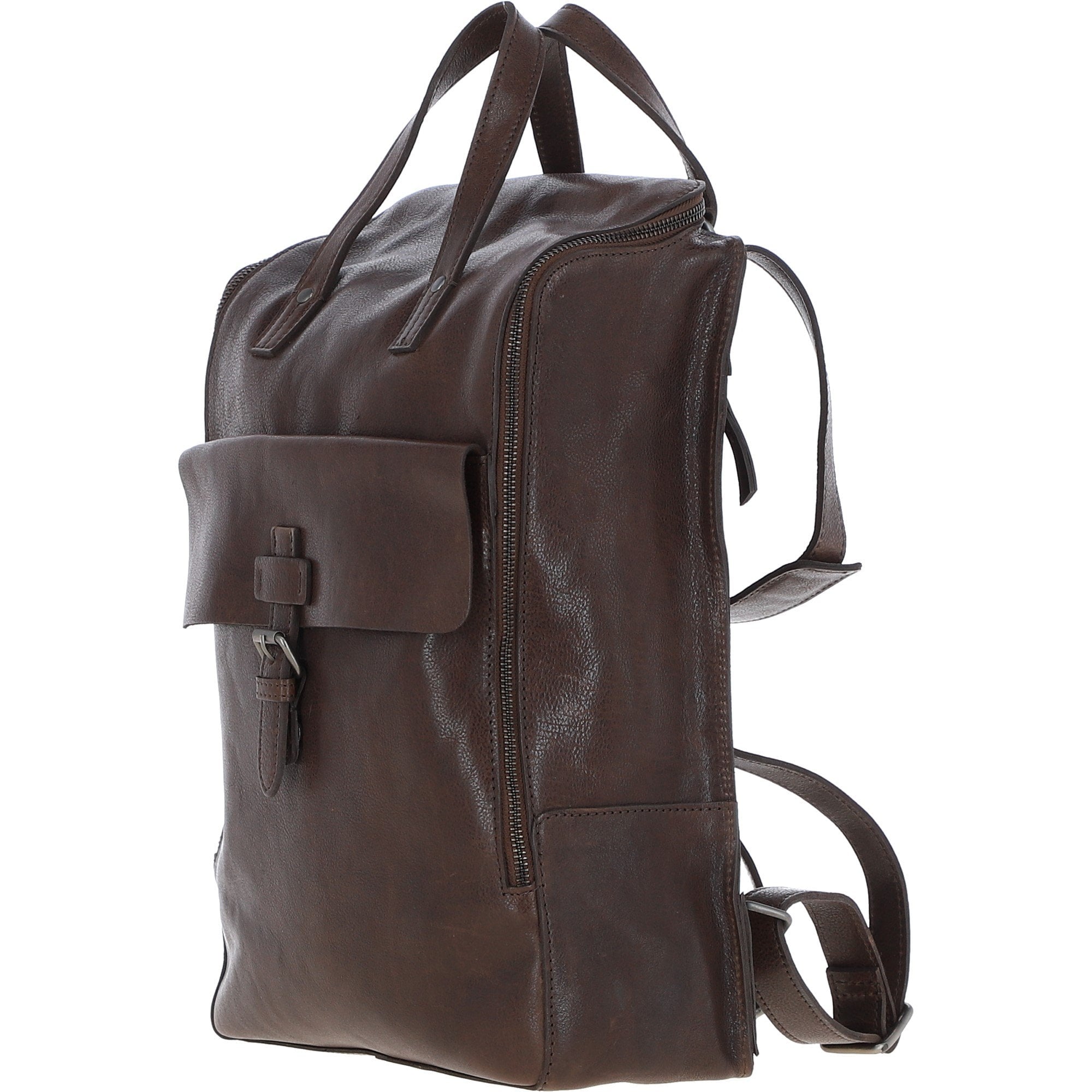 Large Waxy Leather Backpack Brown: Tommy
