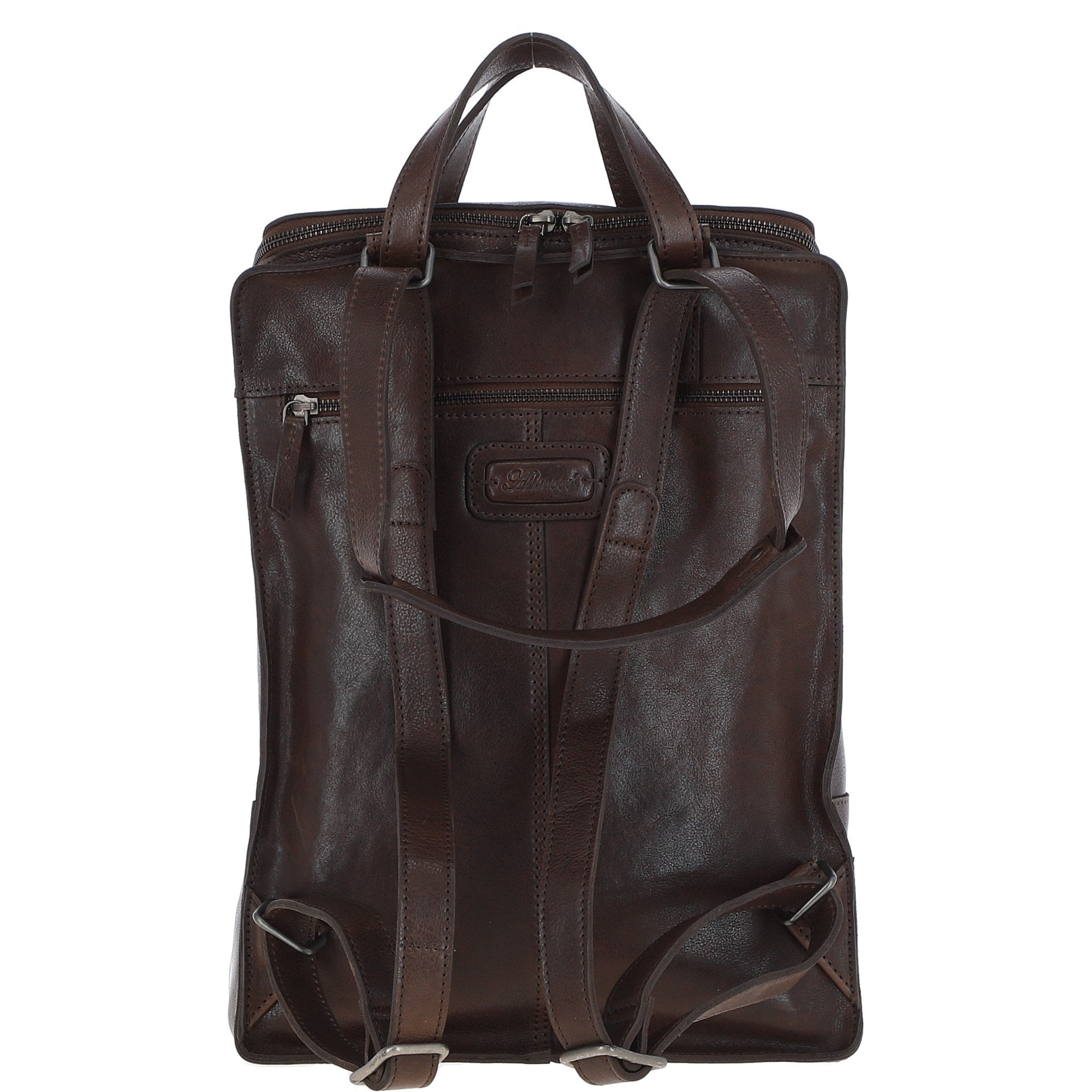 Large Waxy Leather Backpack Brown: Tommy