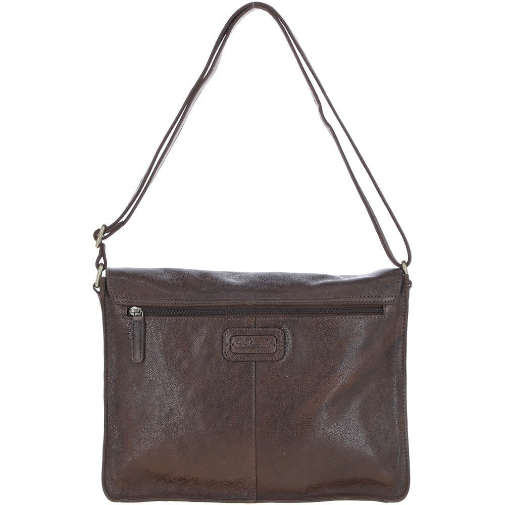 Ashwood Waxy Leather Messenger Bag Brown: David