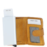 Ashwood Metal & Leather Card Wallet Yellow: D-10 W