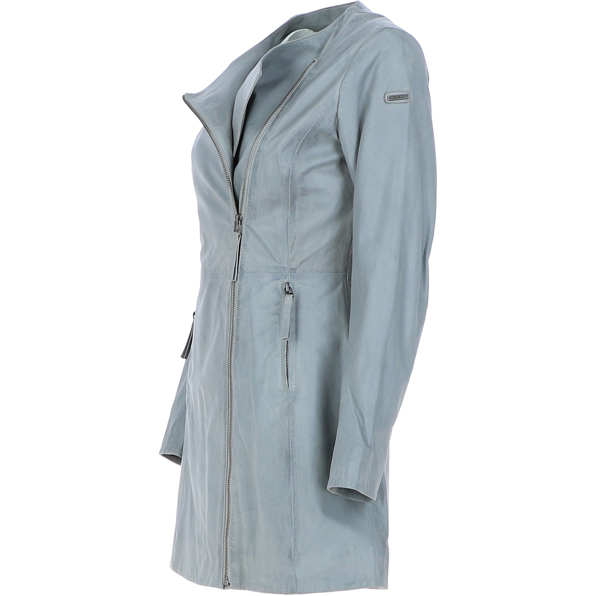 Ladies 3/4 Side Zip Leather Jacket Grey: Aroma