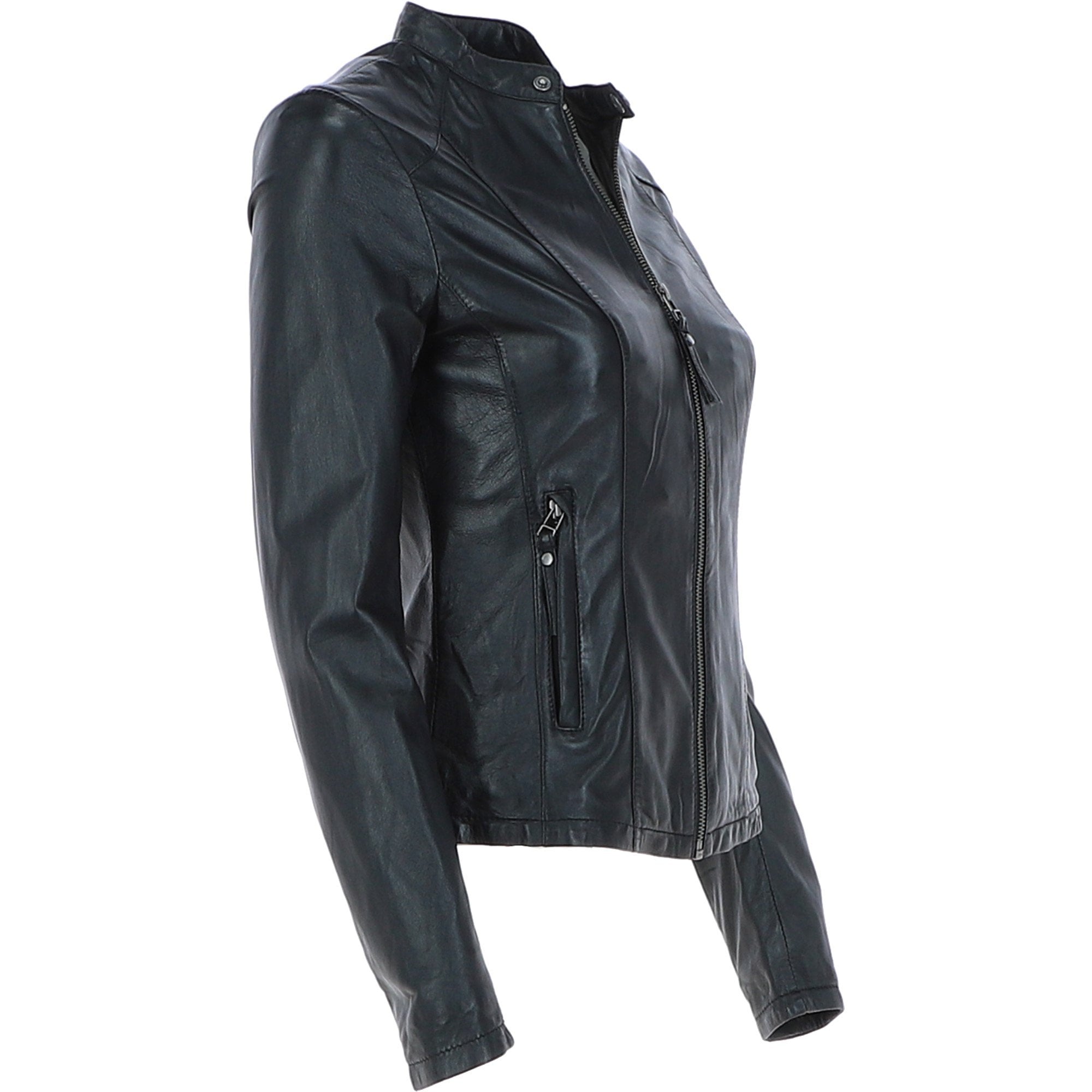 Women's Leather Biker Jacket Black: Andrea