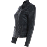 Women's Leather Biker Jacket Black: BikeX
