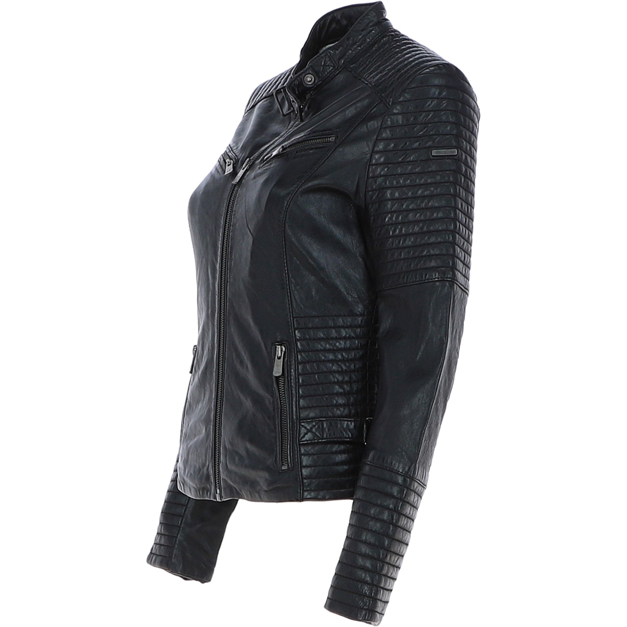 Women's Leather Biker Jacket Black: BikeX