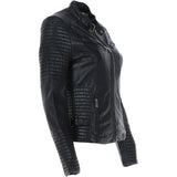 Women's Leather Biker Jacket Black: BikeX