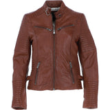 Women's Leather Biker Jacket Cognac: BikeX